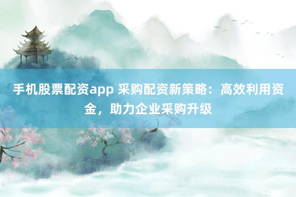 手机股票配资app 采购配资新策略：高效利用资金，助力企业采购升级
