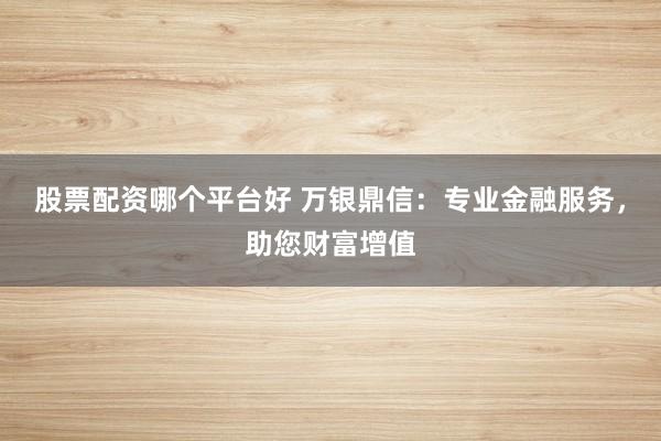 股票配资哪个平台好 万银鼎信：专业金融服务，助您财富增值