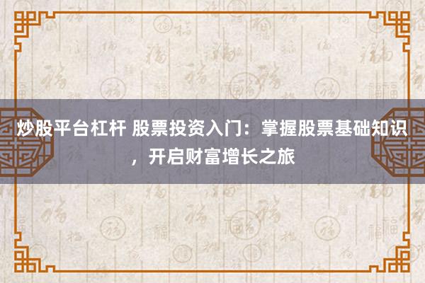 炒股平台杠杆 股票投资入门：掌握股票基础知识，开启财富增长之旅