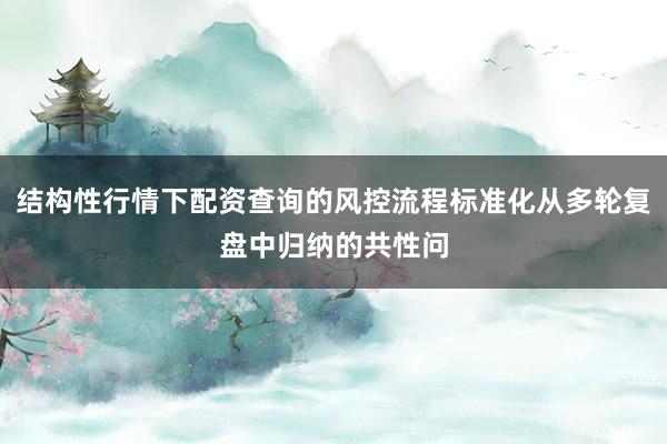 结构性行情下配资查询的风控流程标准化从多轮复盘中归纳的共性问