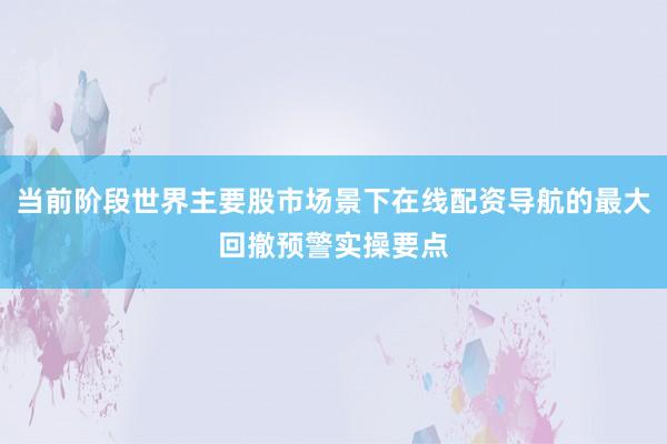 当前阶段世界主要股市场景下在线配资导航的最大回撤预警实操要点