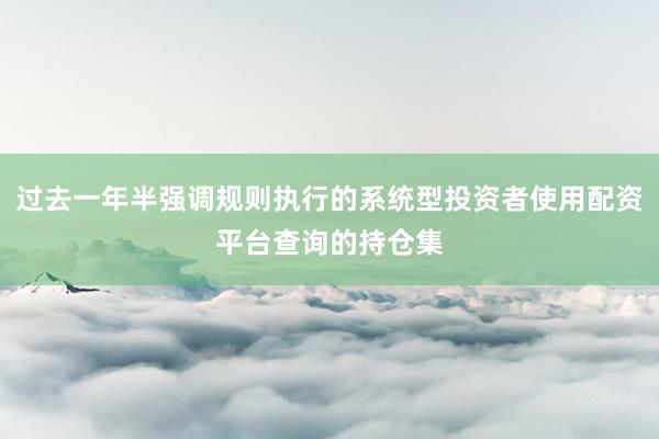 过去一年半强调规则执行的系统型投资者使用配资平台查询的持仓集