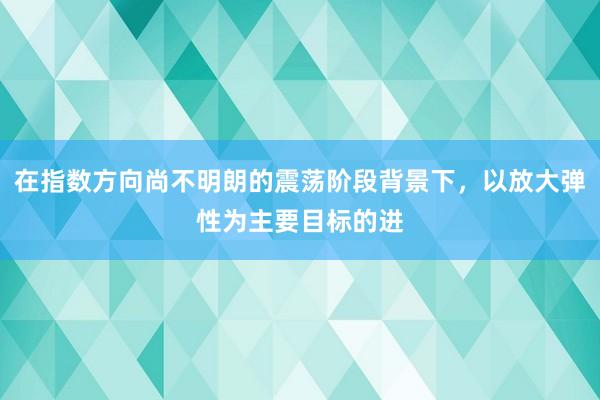 在指数方向尚不明朗的震荡阶段背景下，以放大弹性为主要目标的进