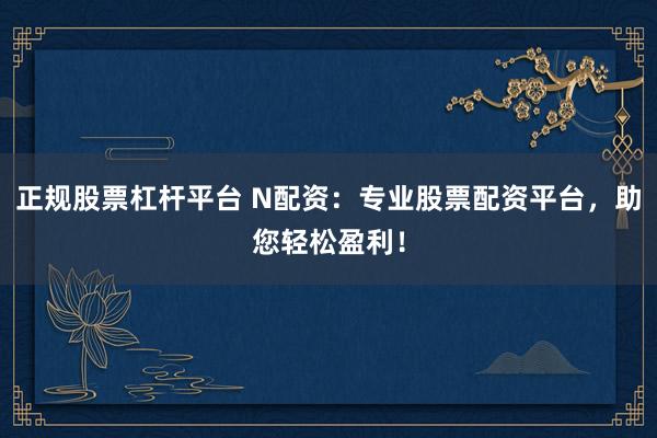 正规股票杠杆平台 N配资：专业股票配资平台，助您轻松盈利！