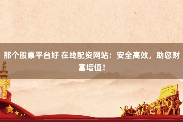 那个股票平台好 在线配资网站：安全高效，助您财富增值！