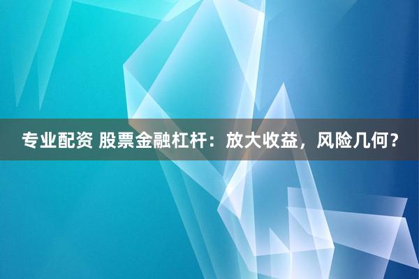 专业配资 股票金融杠杆：放大收益，风险几何？