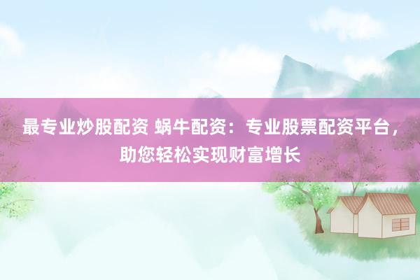 最专业炒股配资 蜗牛配资：专业股票配资平台，助您轻松实现财富增长