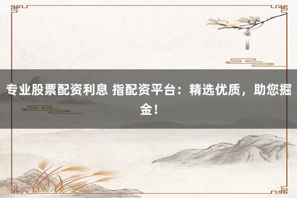 专业股票配资利息 指配资平台：精选优质，助您掘金！