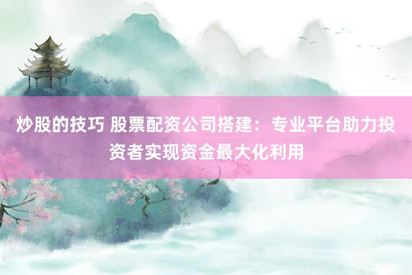 炒股的技巧 股票配资公司搭建：专业平台助力投资者实现资金最大化利用