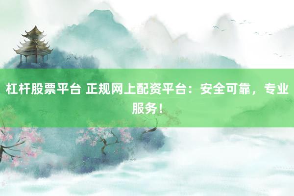 杠杆股票平台 正规网上配资平台：安全可靠，专业服务！